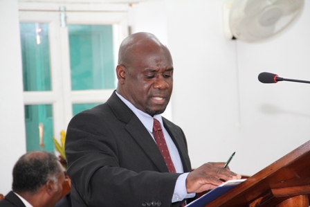 Minister responsible for Housing and Lands in the Nevis Island Administration Hon. Alexis Jeffers makes his maiden presentation at the 2013 Budget Debate at the Nevis Island Assembly on April 30, 2013